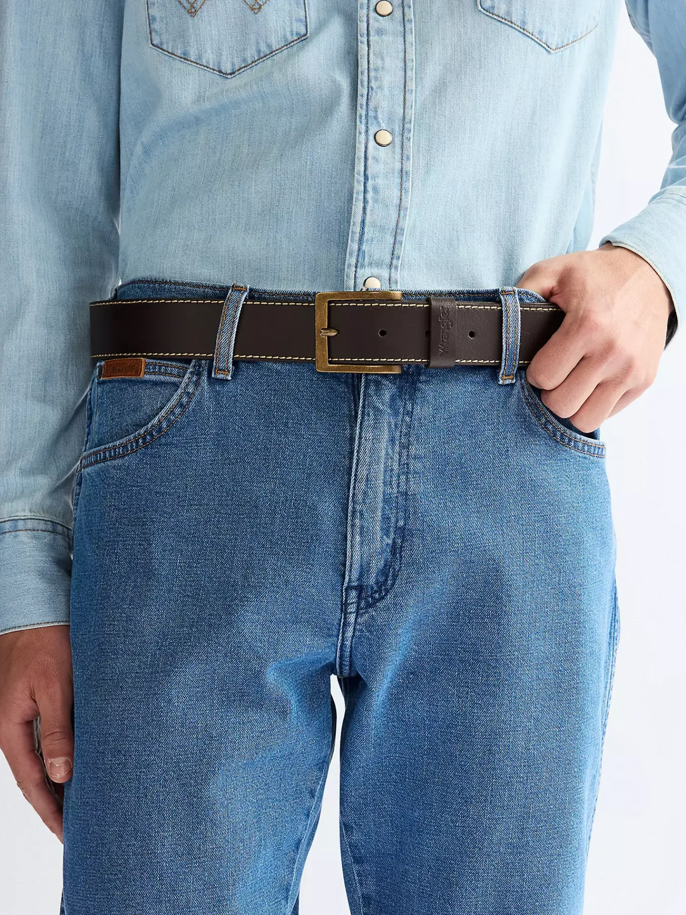 Hot Basic Metal Loop Leather Belt Herren Gürtel