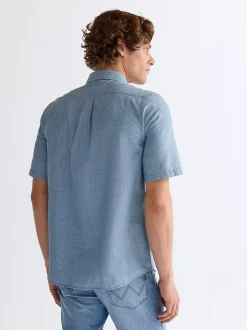 New Reguar hort eeve Chabray hirt Herren Hemden