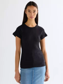 Hot i Rib Capped T-hirt Damen T-Shirts Und Poloshirts|Oberteile