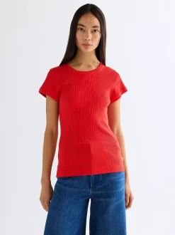 Online i Rib Capped T-hirt Damen T-Shirts Und Poloshirts|Oberteile