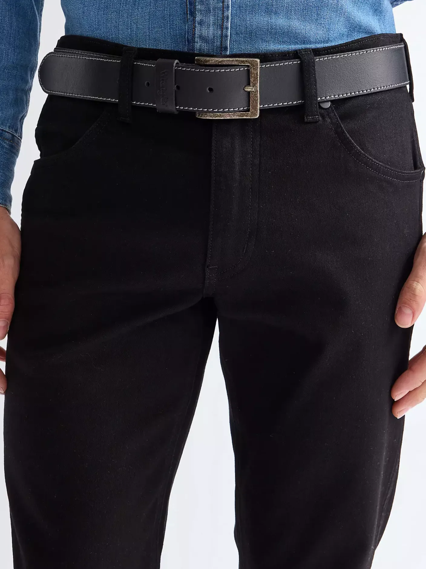 Stitched Leather Belt Herren Gürtel