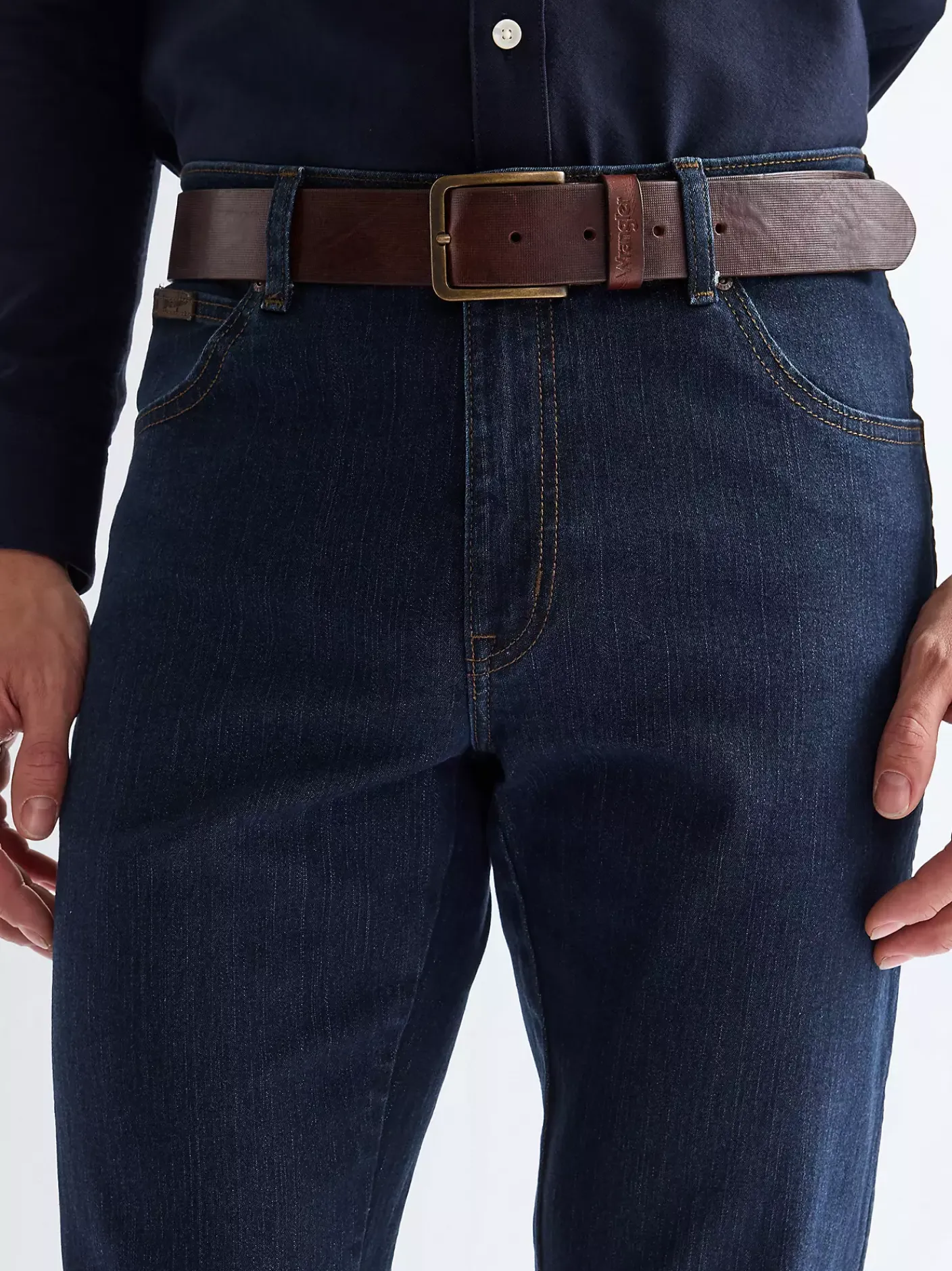 Discount Structured Leather Belt Herren Gürtel